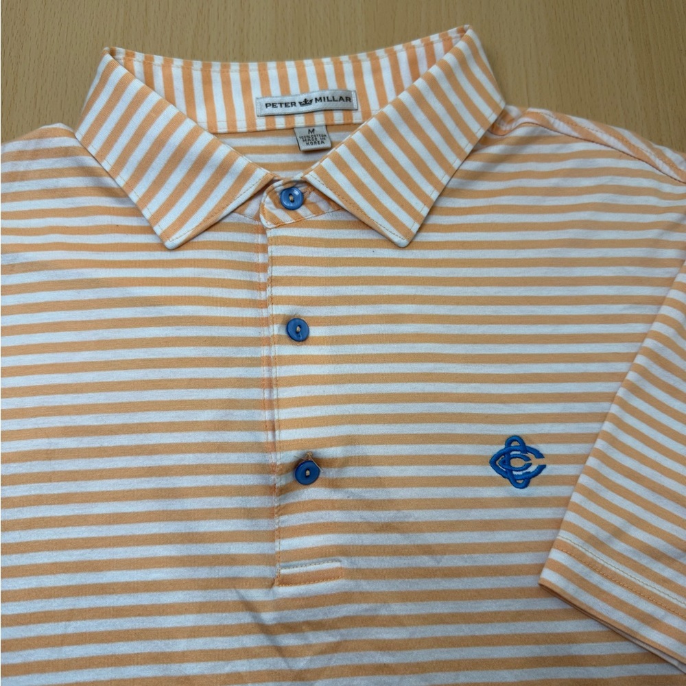Peter Millar Men's Orange Striped Polo Shirt